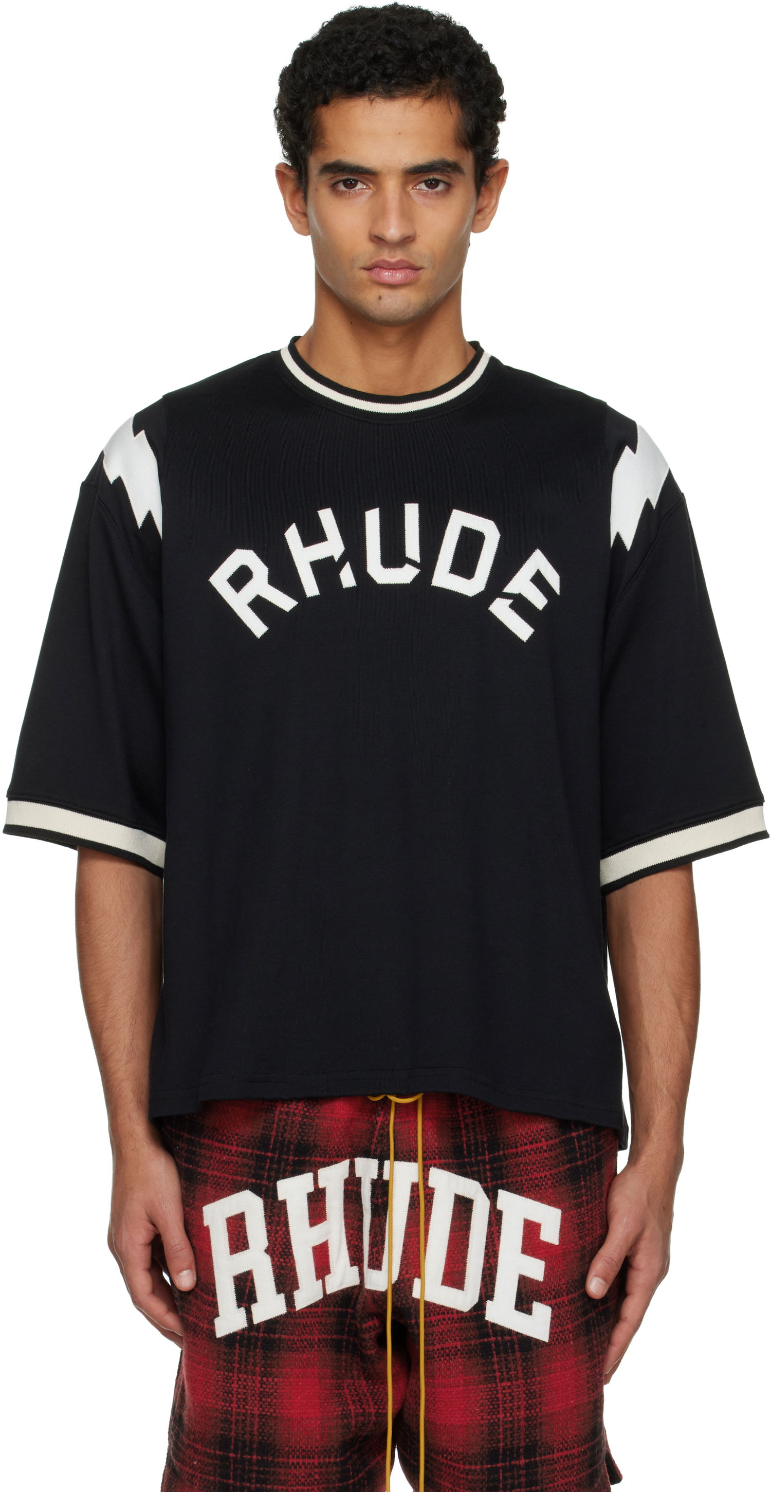 Dres Rhude 'Rhude' Lightning Ringer Jersey T-shirt Čierna | RHFW25TT01729, 0