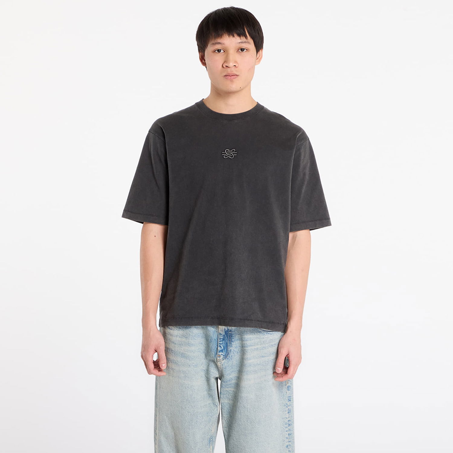 Tričko Filling Pieces T-Shirt Boxy Embroidered Vintage Šedá | 412520501142 Vintage Black, 0
