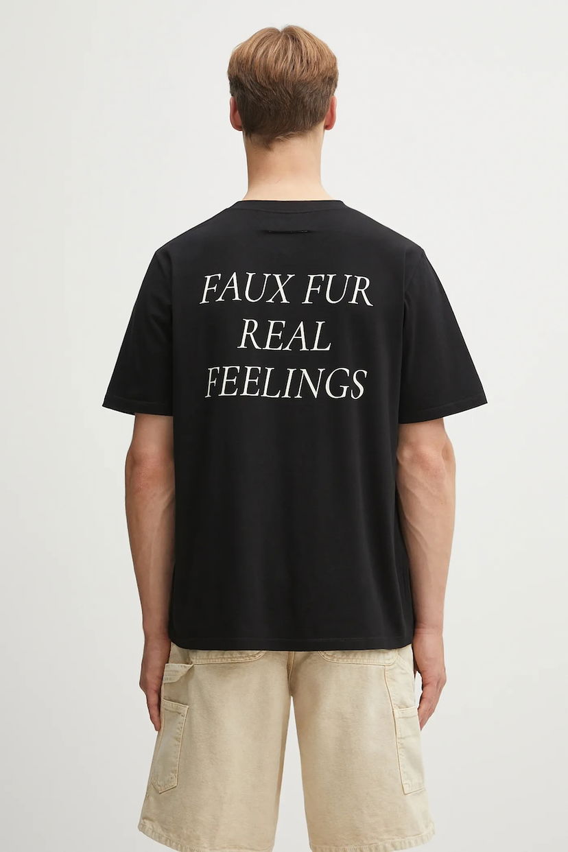 Tričko Maison Margiela MM6 Maison Margiela Faux Fur Real Feelings T-Shirt Čierna | SH2GC0031.M20048.900