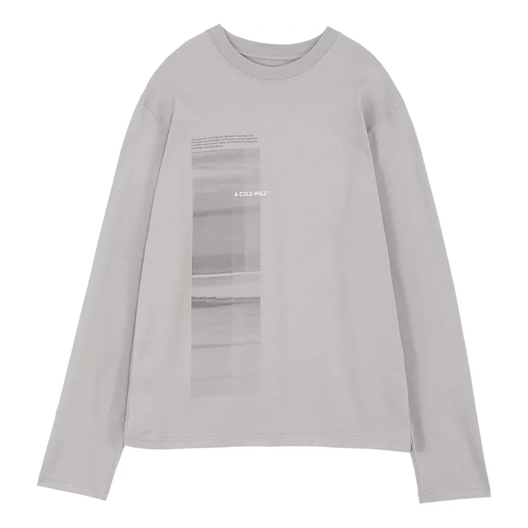 Tričko A-COLD-WALL* Diffusion Graphic Long Shirt Šedá | ACWMTS087-MIDGRE, 0