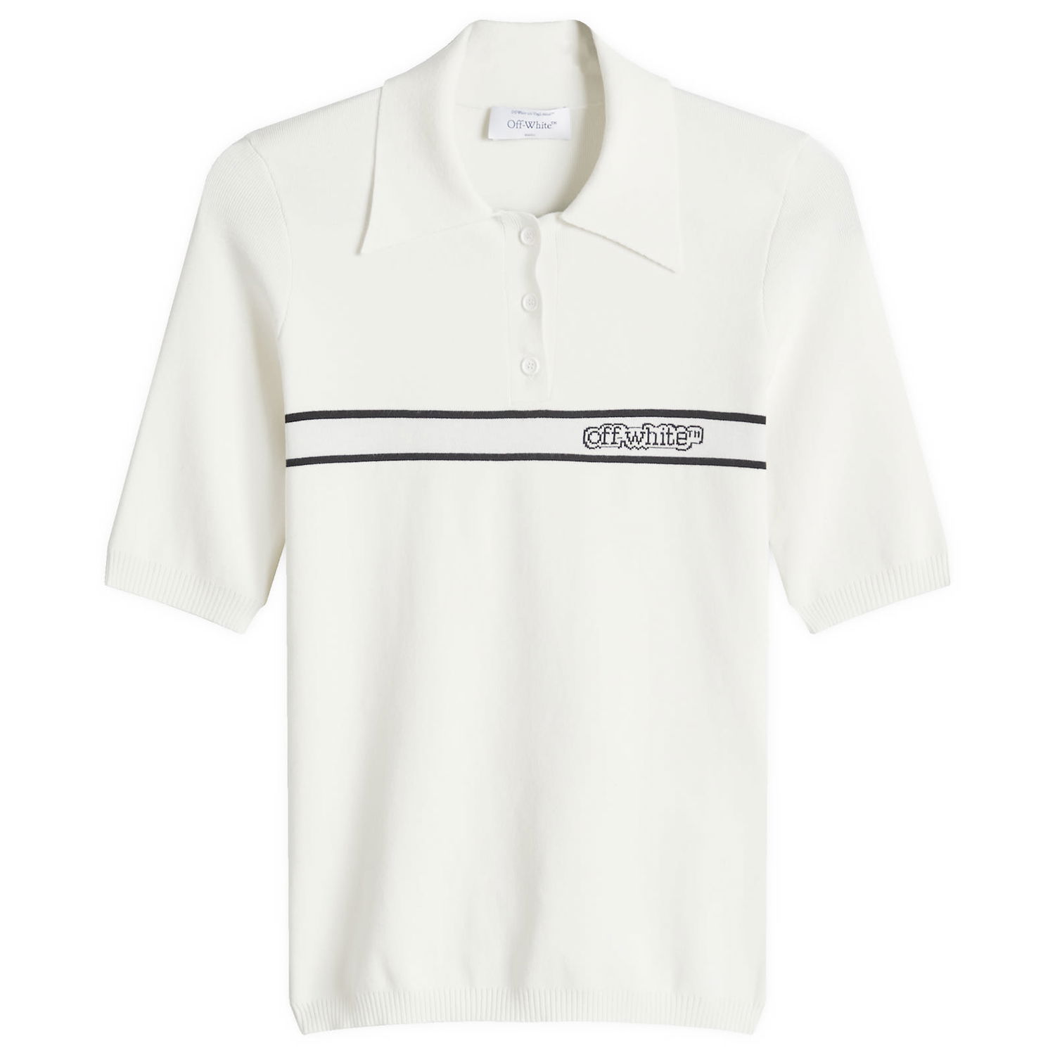 Polo tričko Off-White Women's Short Sleeve Polo Top with Logo Stripe by Off-White Biela | OWHV005S25KNI0010A10, 1