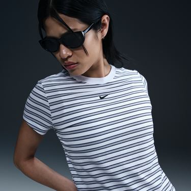 Tričko Nike Nike Sportswear Chill Knit Slim Fit Striped T-Shirt Biela | HF9524-100, 1