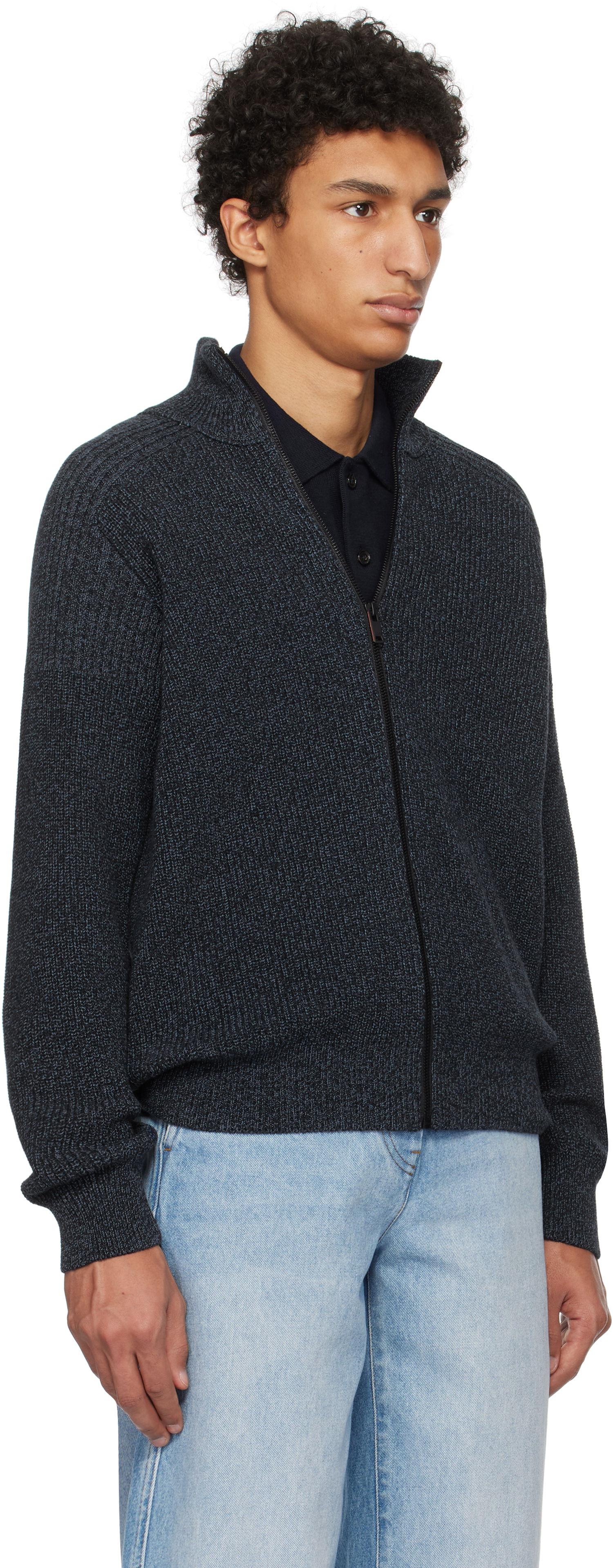 Sveter BOSS Zip Sweater Navy | 50531511, 1