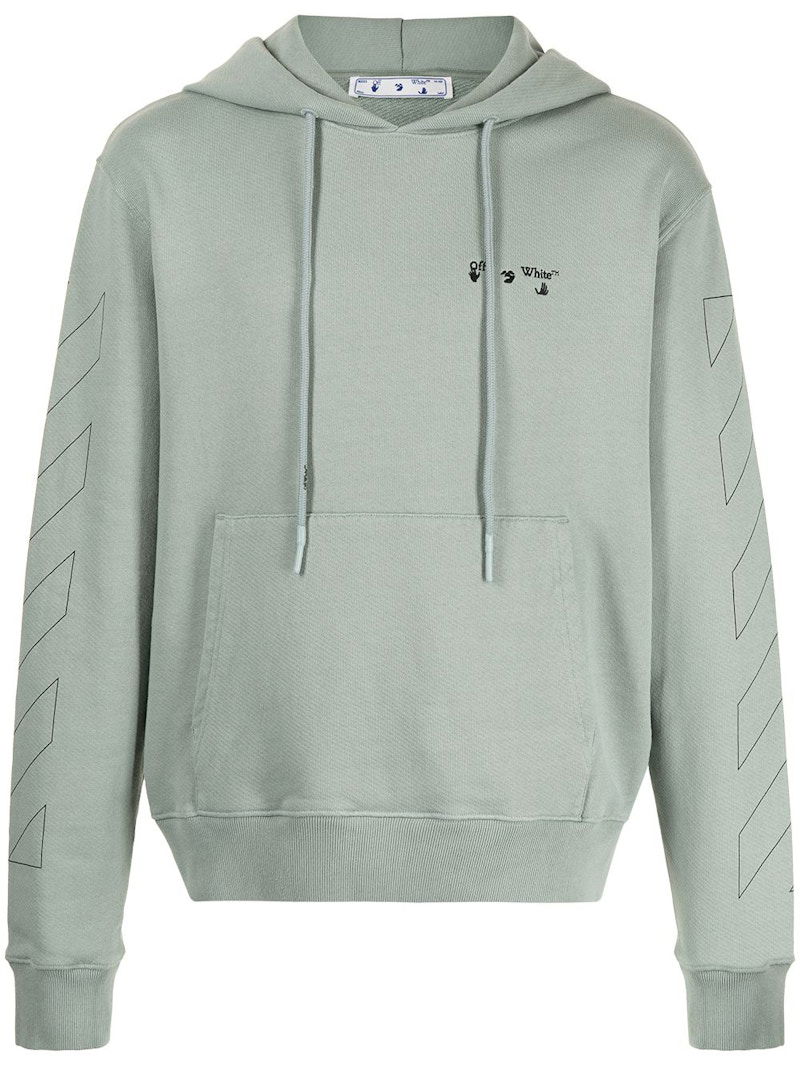 Mikina Off-White Diag Hoodie Zelené | OMBB034R21FLE0025010