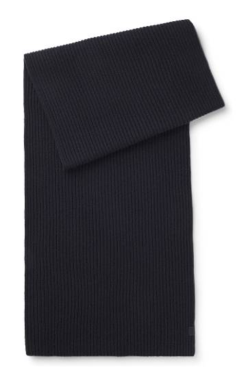 Šál BOSS BECKHAM x BOSS ribbed knit virgin wool and cashmere scarf Čierna | 50552883