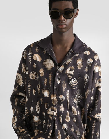 Košeľa Dolce & Gabbana Dolce & Gabbana Oversized Linen Canvas Shell-Print Shirt Čierna | G5NK0TFP4NSHM5PI, 3