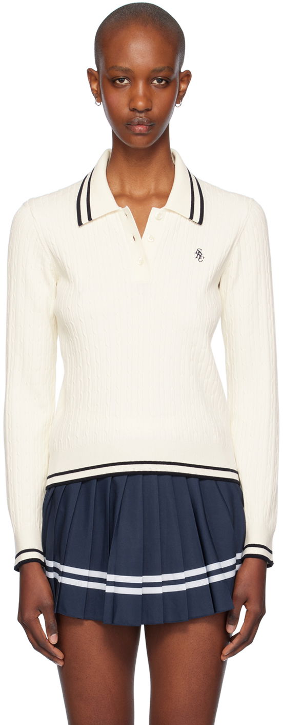 Polo tričko Sporty & Rich Cableknit Polo Biela | TO037516302CR01, 0