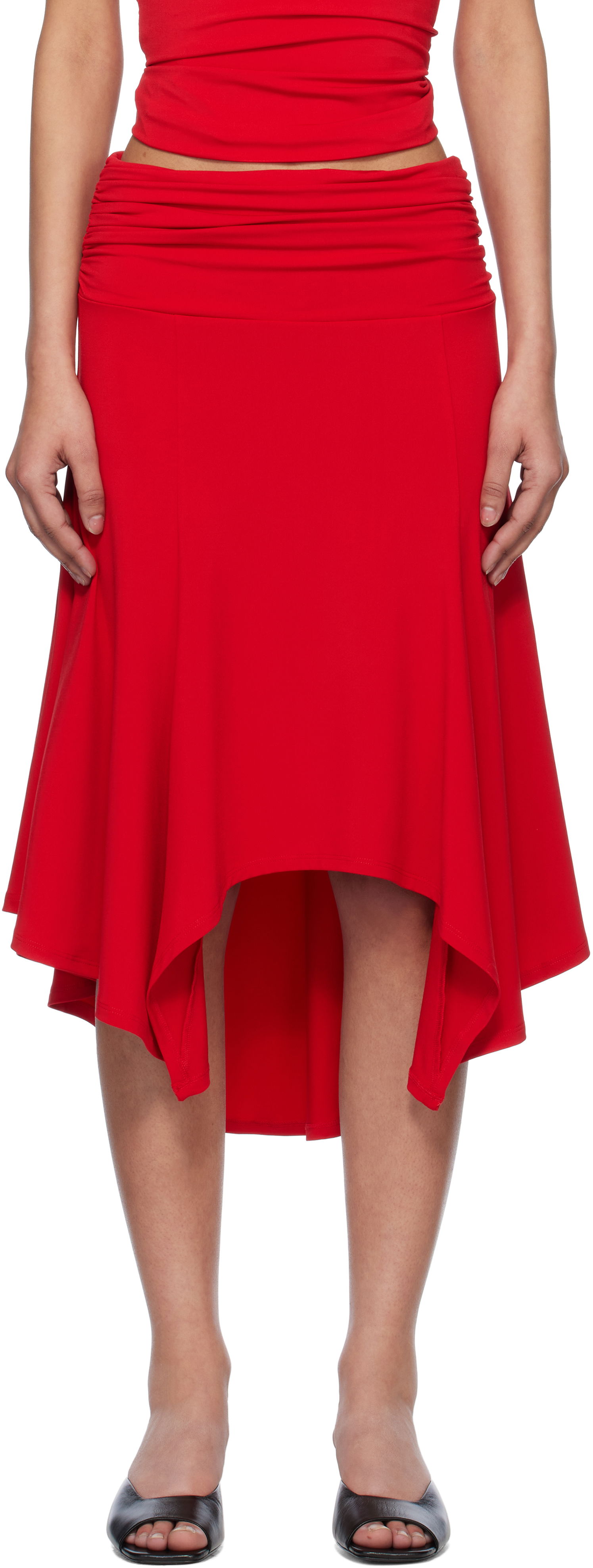 Sukňa GUIZIO Guizio Soffiano High-Low Midi Skirt Červená | S25328K012, 0