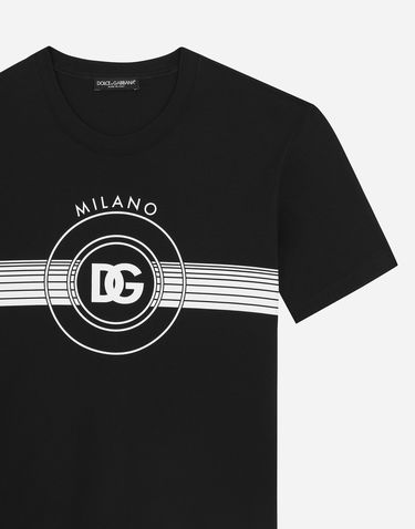 Tričko Dolce & Gabbana Short-sleeved Cotton T-shirt With Dg Print - Man T-shirts Čierna | G8RN8TG7M8WB0665, 2