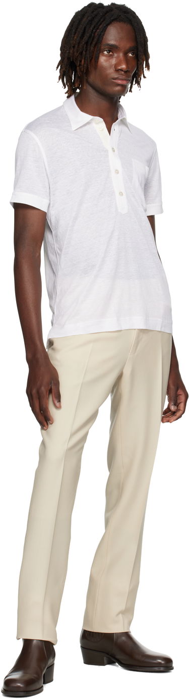 Polo tričko Tom Ford TOM FORD Silk & Linen Polo Biela | JPS007-JMS024S25, 3