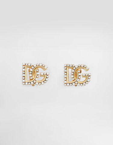 Náušnice Dolce & Gabbana Gold Metal Rhinestone DG Logo Earrings Metalická | WER2L4W1111ZOO00, 0