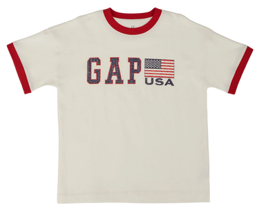 Tričko GAP Ringer T-Shirt with GAP USA Flag Logo Béžová | 782452-00, 0