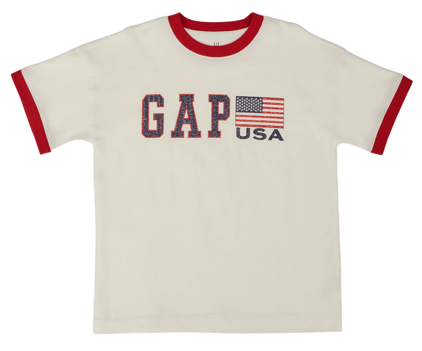 Tričko GAP Ringer T-Shirt with GAP USA Flag Logo Béžová | 782452-00