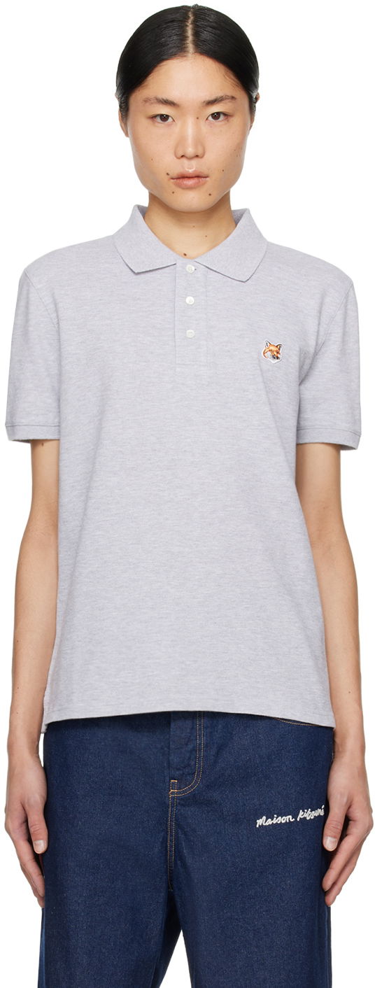 Polo tričko MAISON KITSUNÉ Fox Head Polo Šedá | LM00208KJ7002H120, 0