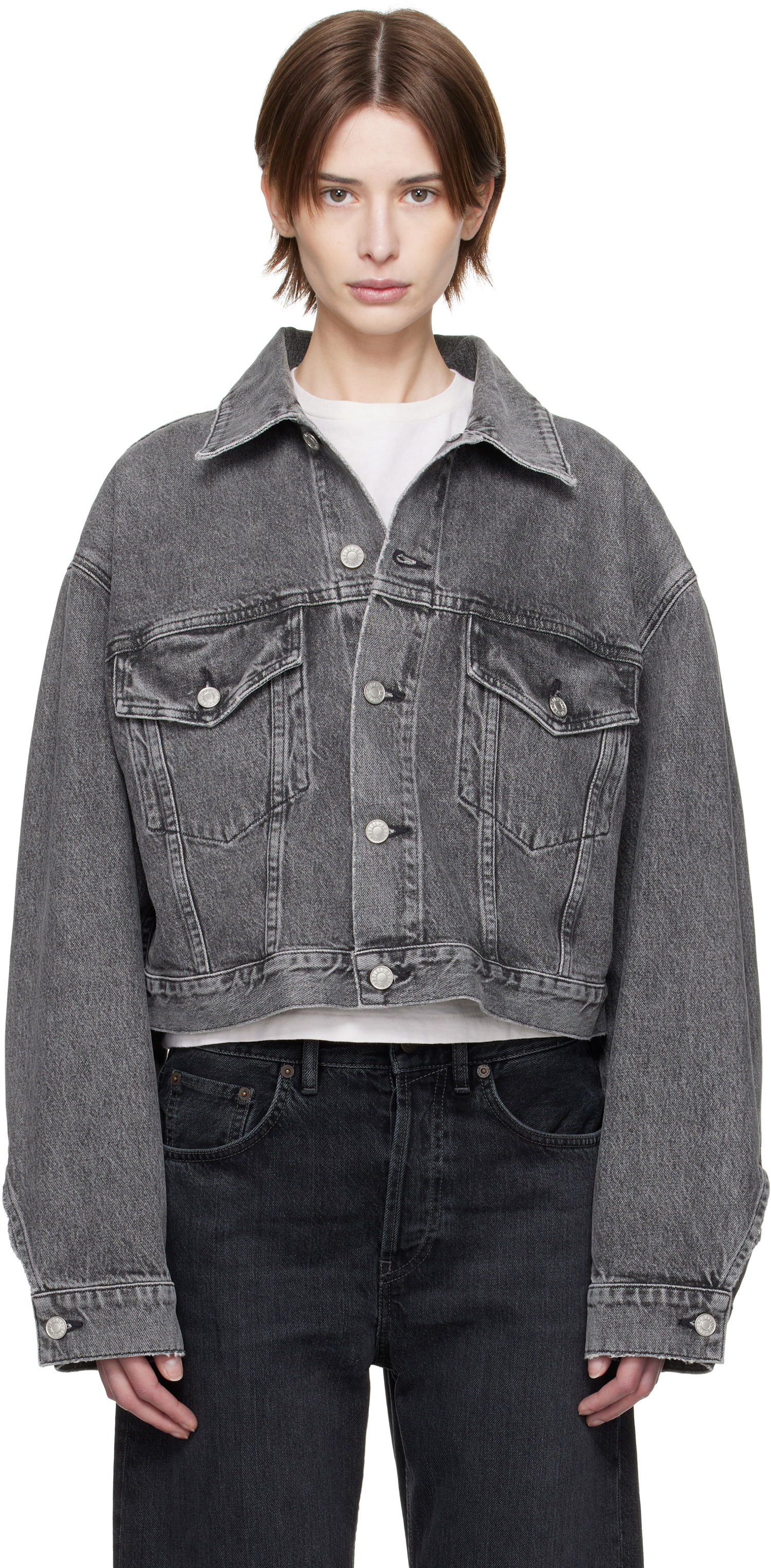 Bunda AGOLDE AGOLDE Palmer Cropped Denim Jacket Šedá | A5047-1346, 0