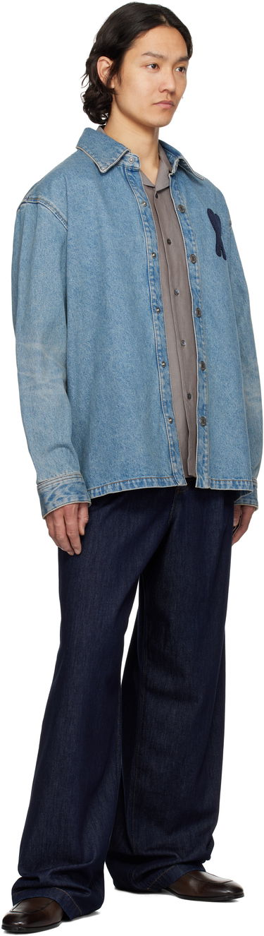 Bunda AMI AMI Paris Ami de Coeur Denim Overshirt Modrá | HJK275.DE0046, 3