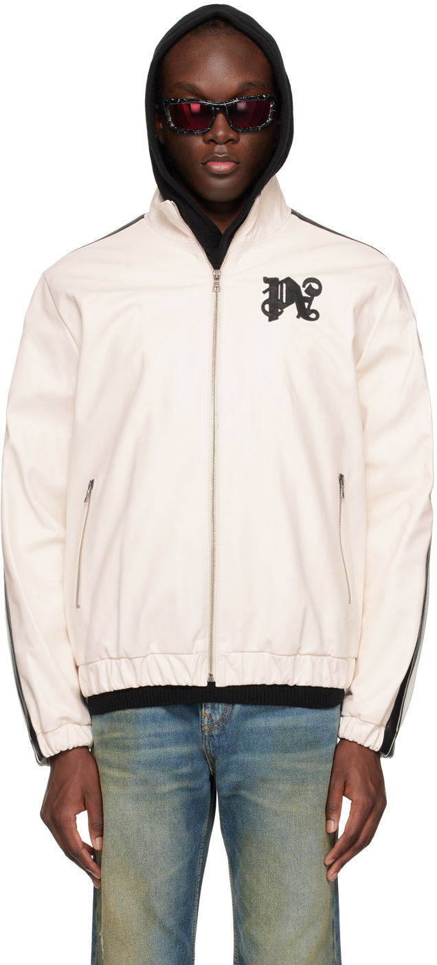 Bunda Palm Angels Embroidered Leather Jacket Biela | PMJA023R24LEA0010310, 0