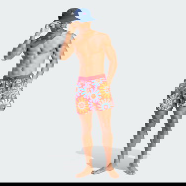 Plavky adidas Originals x FARM Rio Swimshorts Červená | IL3987, 4
