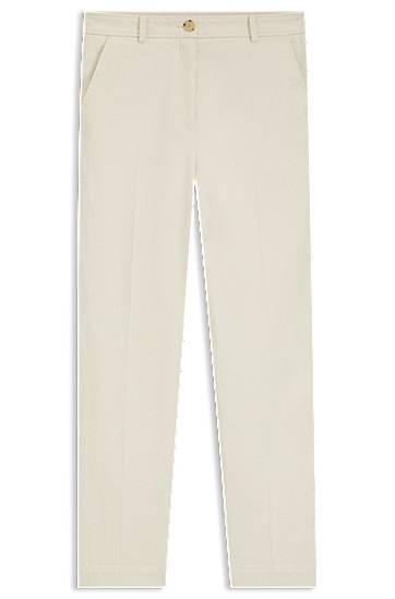 Nohavice BOSS Regular-fit cotton-blend corduroy trousers Béžová | 50549169