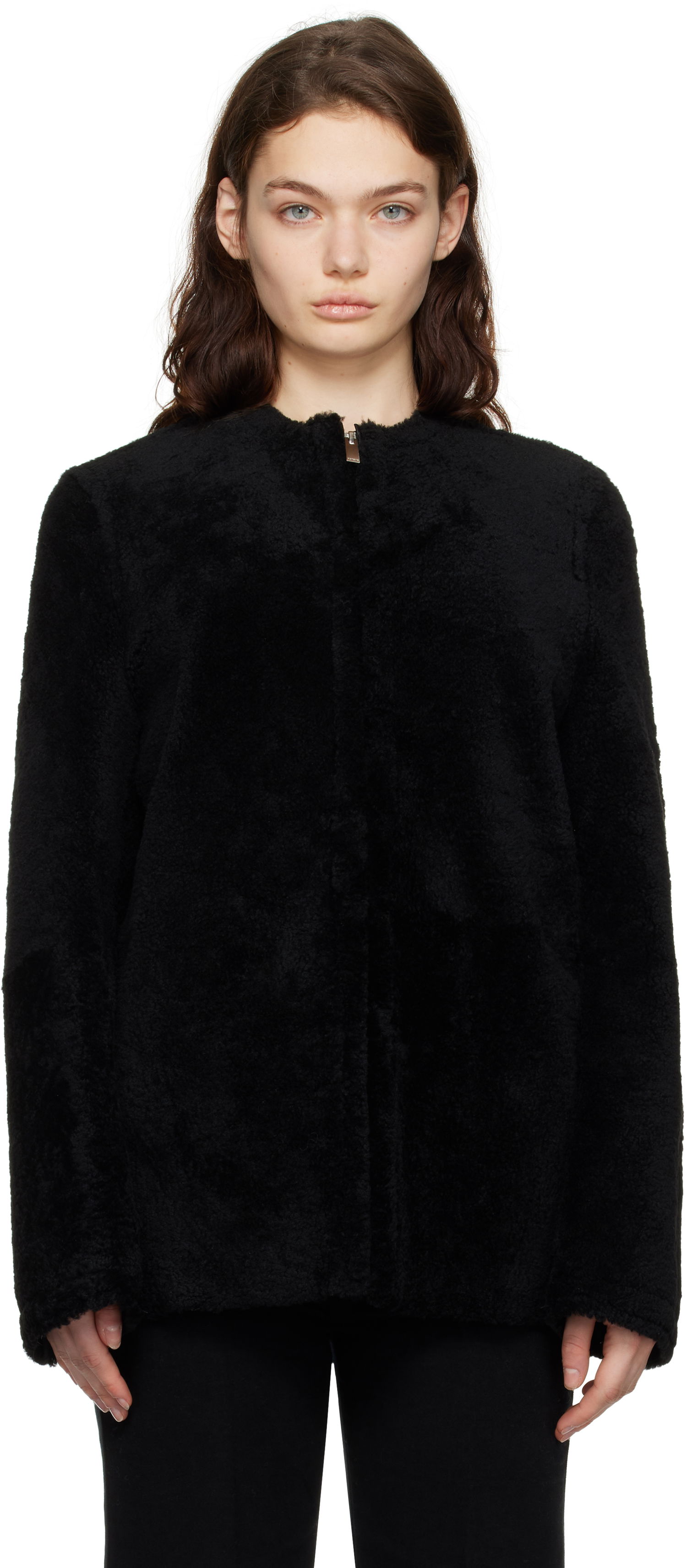 Bunda TOTEME TOTEME Zipped Teddy Shearling Jacket Čierna | 251-WRO0184-LE0048, 0