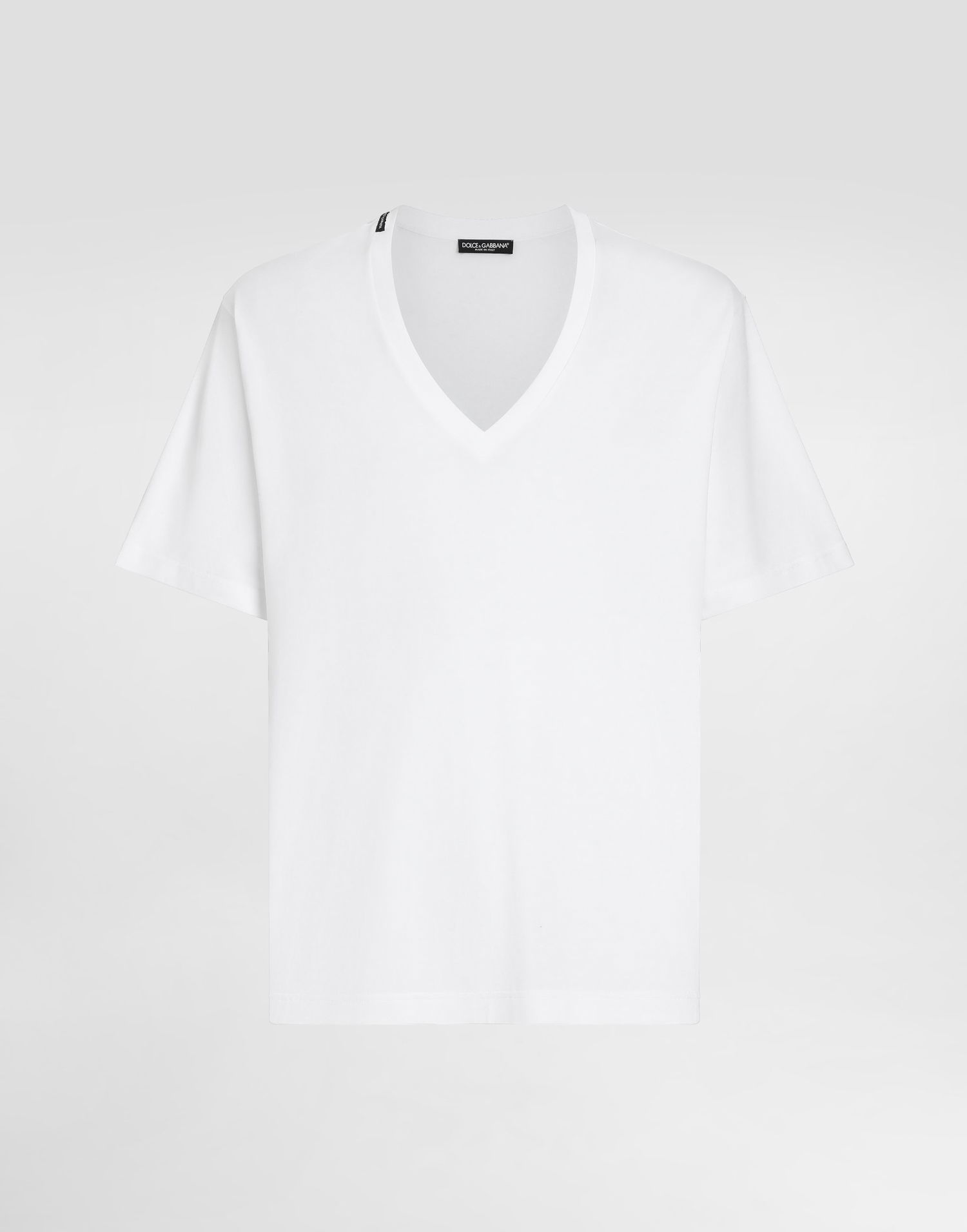 Tričko Dolce & Gabbana Cotton V-neck T-shirt Biela | G8QL3TFU7EQW0800, 0