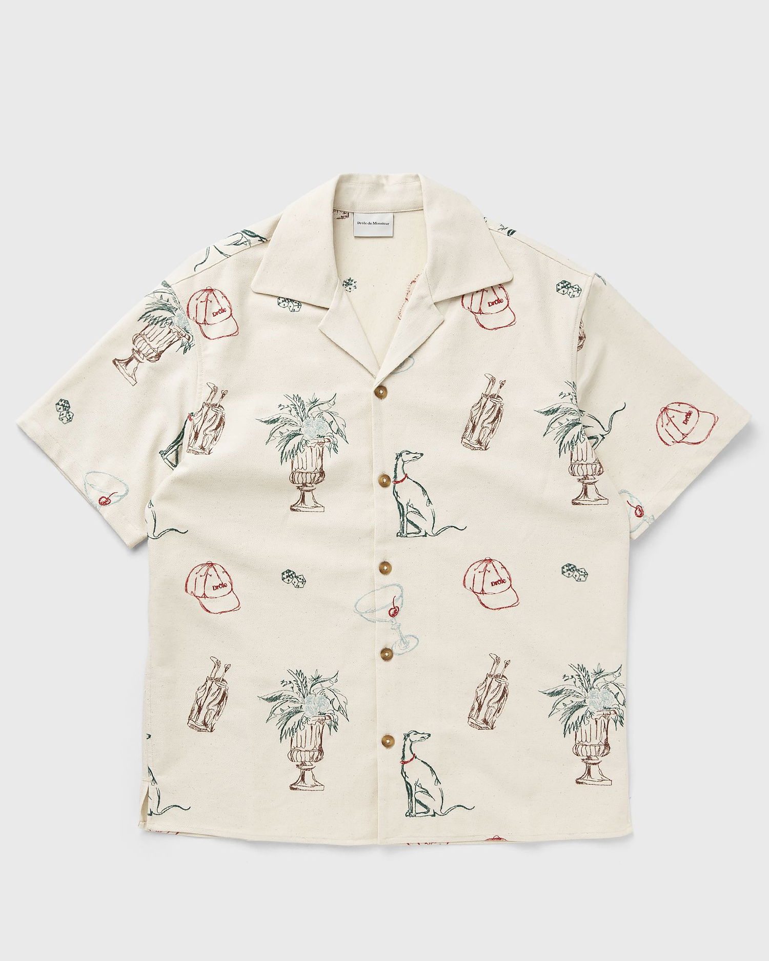 Košeľa Drôle de Monsieur Drôle de Monsieur Country Club Embroidered Shirt XL Béžová | G-SH214-CO198-EC, 0