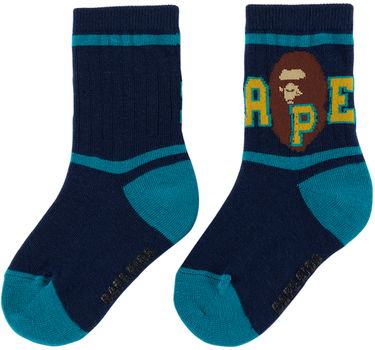 Ponožky BAPE Striped Ape Head Socks Modrá | 001SOJ303001K, 1