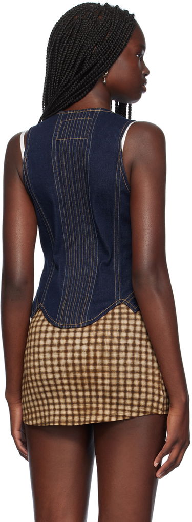 Vesta Miaou Miaou Dolly Denim Corset Top Modrá | 7146RWDBLD, 2