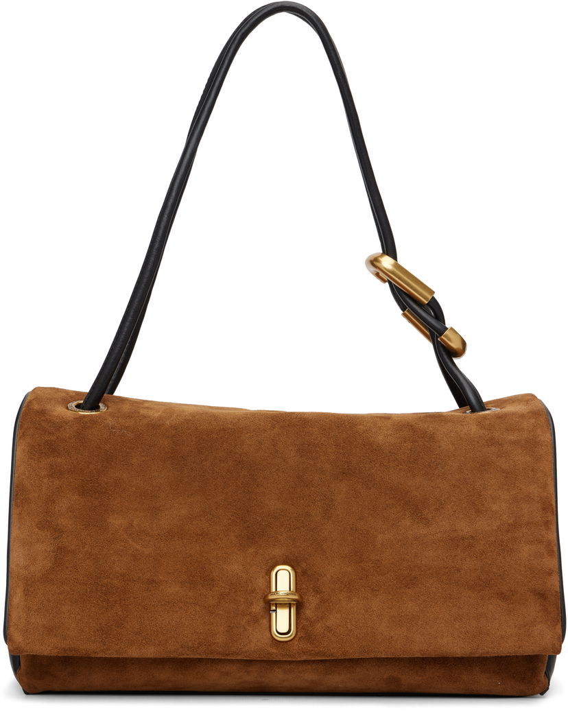Taška cez rameno Marc Jacobs Suede 'The Large Dual' Shoulder Bag with Gold-Tone Hardware Hnedá | 2F5HSH039H01