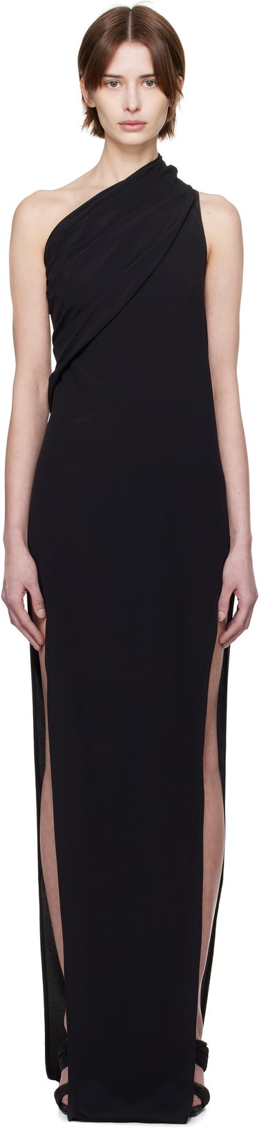 Šaty Rick Owens Rick Owens Hollywood Athena Arrowhead One-Shoulder Maxi Dress Čierna | RP01E7509 CC, 0