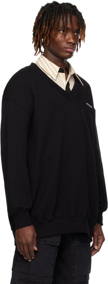 Sveter We11done We11done Oversized V-Neck Sweatshirt Čierna | WD-TS0-25-773-U-BK, 1