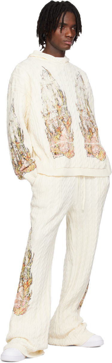 Tepláky Who Decides War Who Decides War Flame Glass Cable Knit Sweatpants Biela | 1120770019SS25, 3