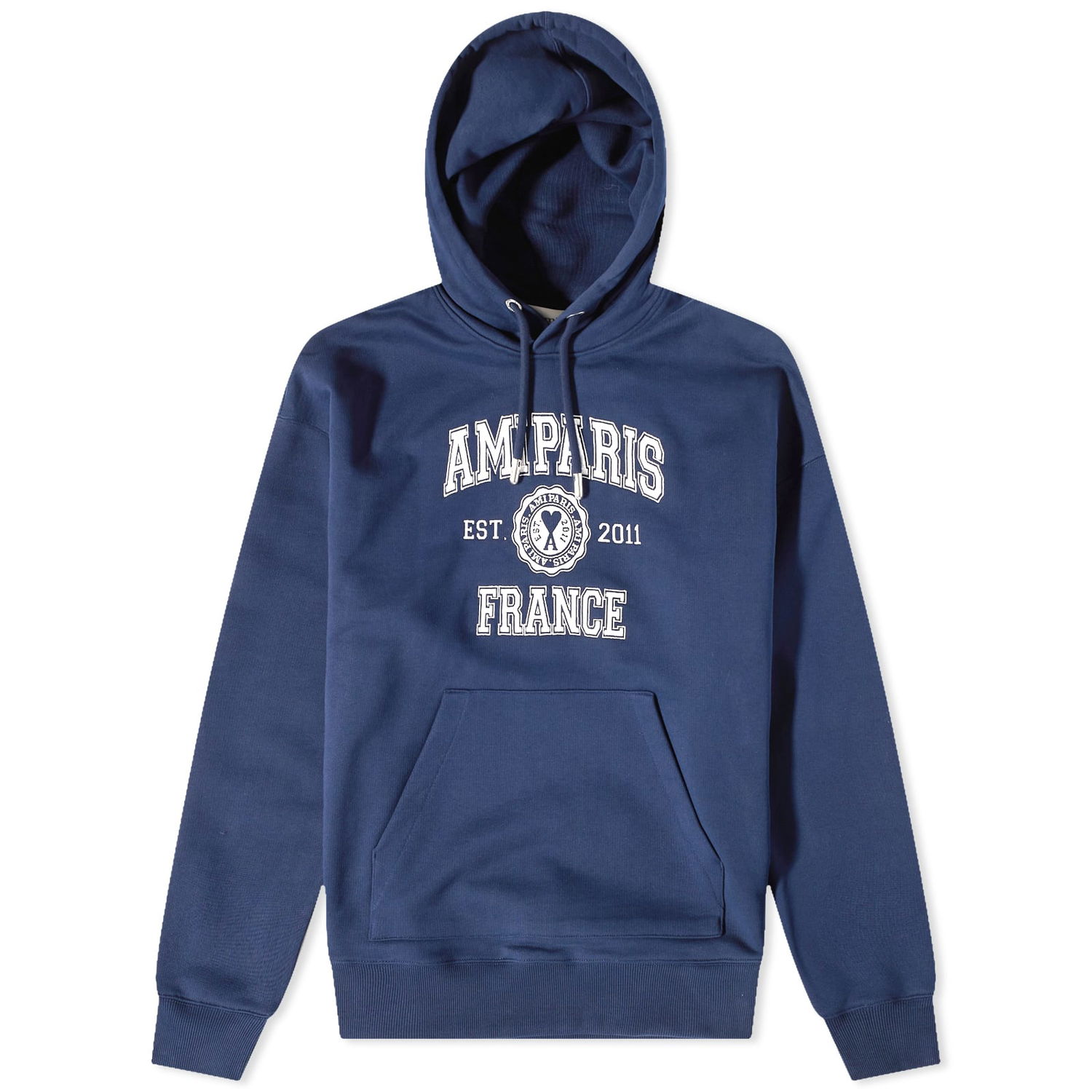 Mikina AMI Paris Varsity Logo Popover Hoody Navy | USW208-747-491, 0
