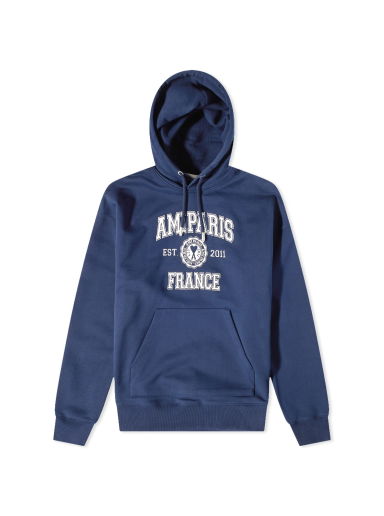 Mikina AMI Paris Varsity Logo Popover Hoody Navy | USW208-747-491