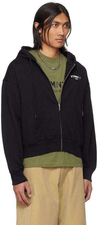 Mikina VETEMENTS Printed Cotton-Jersey Zip-Up Hoodie Čierna | VL20HD140B, 1