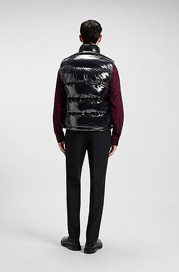 Vesta BOSS Water-repellent Gloss Puffer Gilet Čierna | 50547981, 1