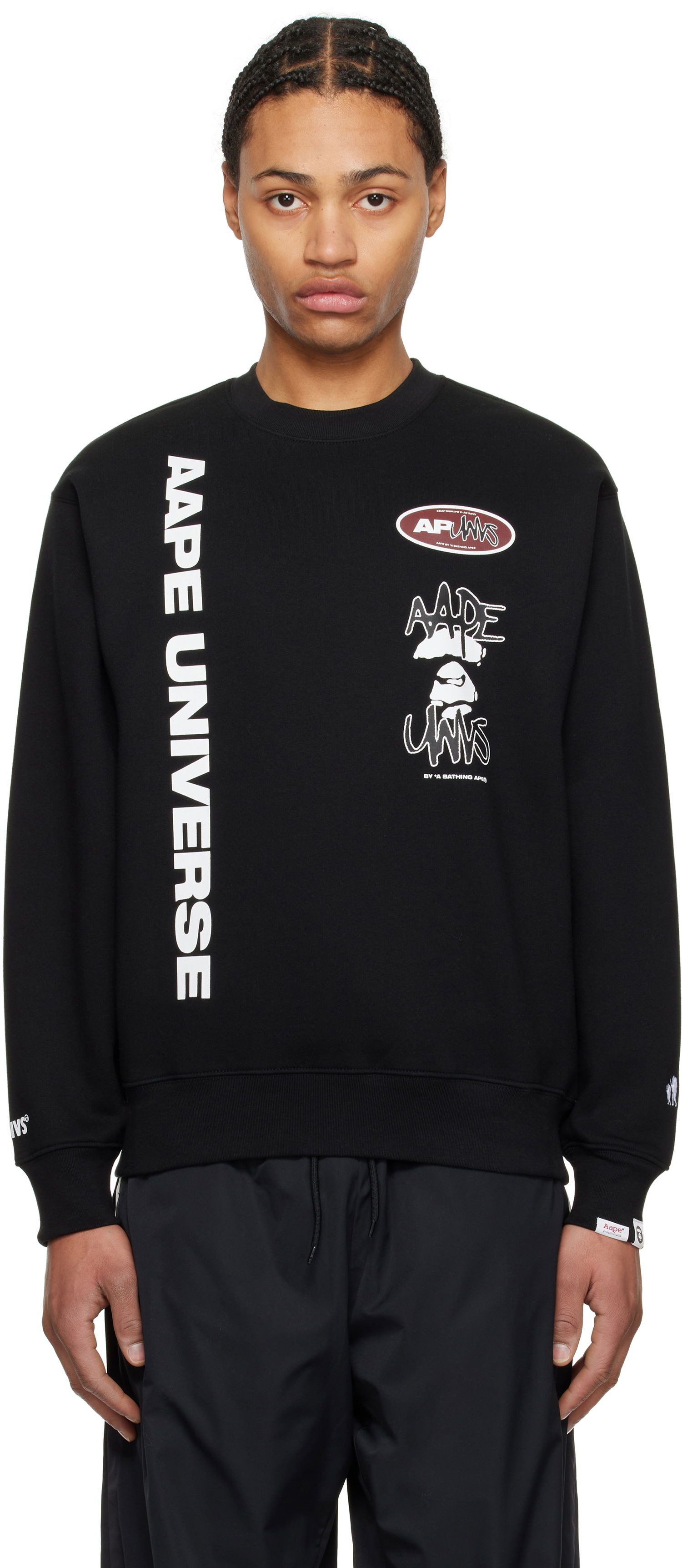 Mikina AAPE by A Bathing Ape AAPE by A Bathing Ape UNVS Crew Neck Sweatshirt Čierna | AAPSWMB337XXNBKX, 0
