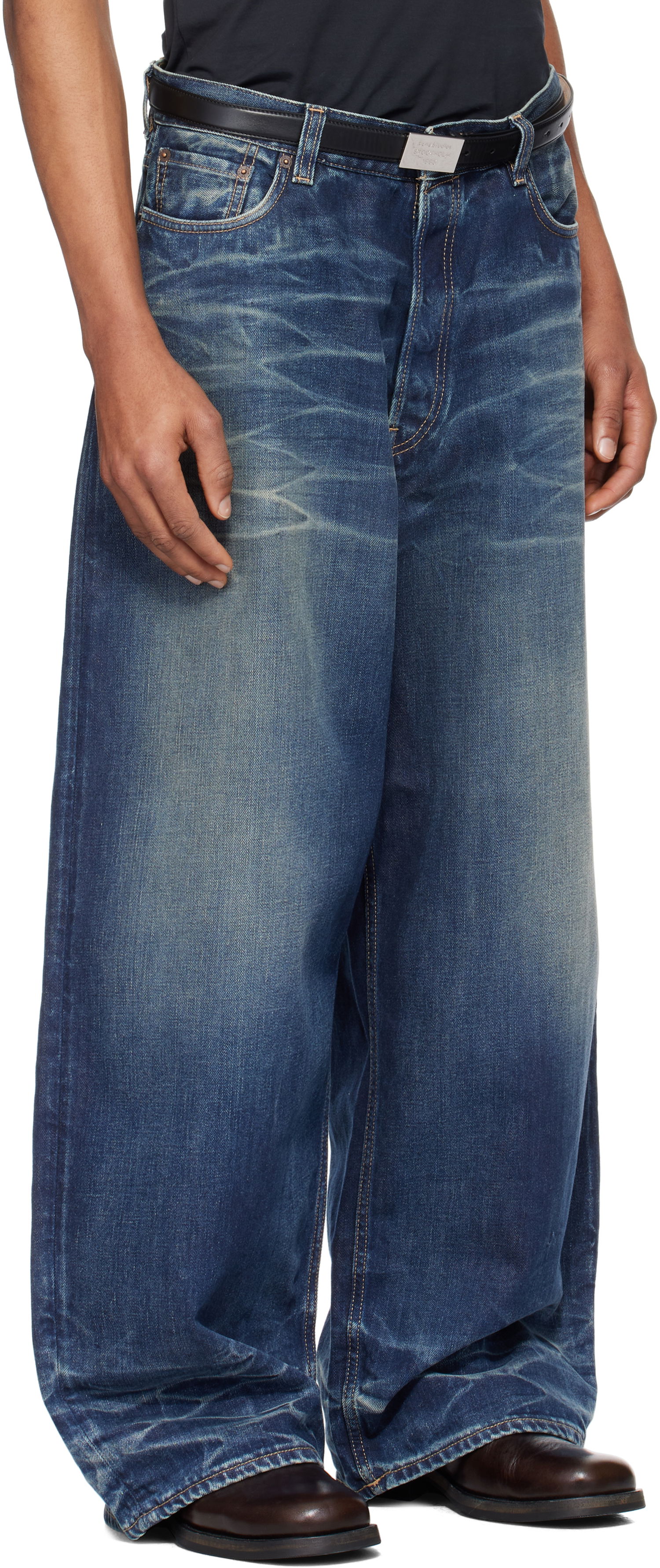 Džínsy Acne Studios Super Baggy Indigo Jeans Modrá | B00372-, 1