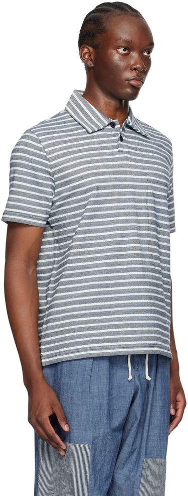 Polo tričko Universal Works Universal Works Newlyn Striped Polo Modrá | P3088, 1