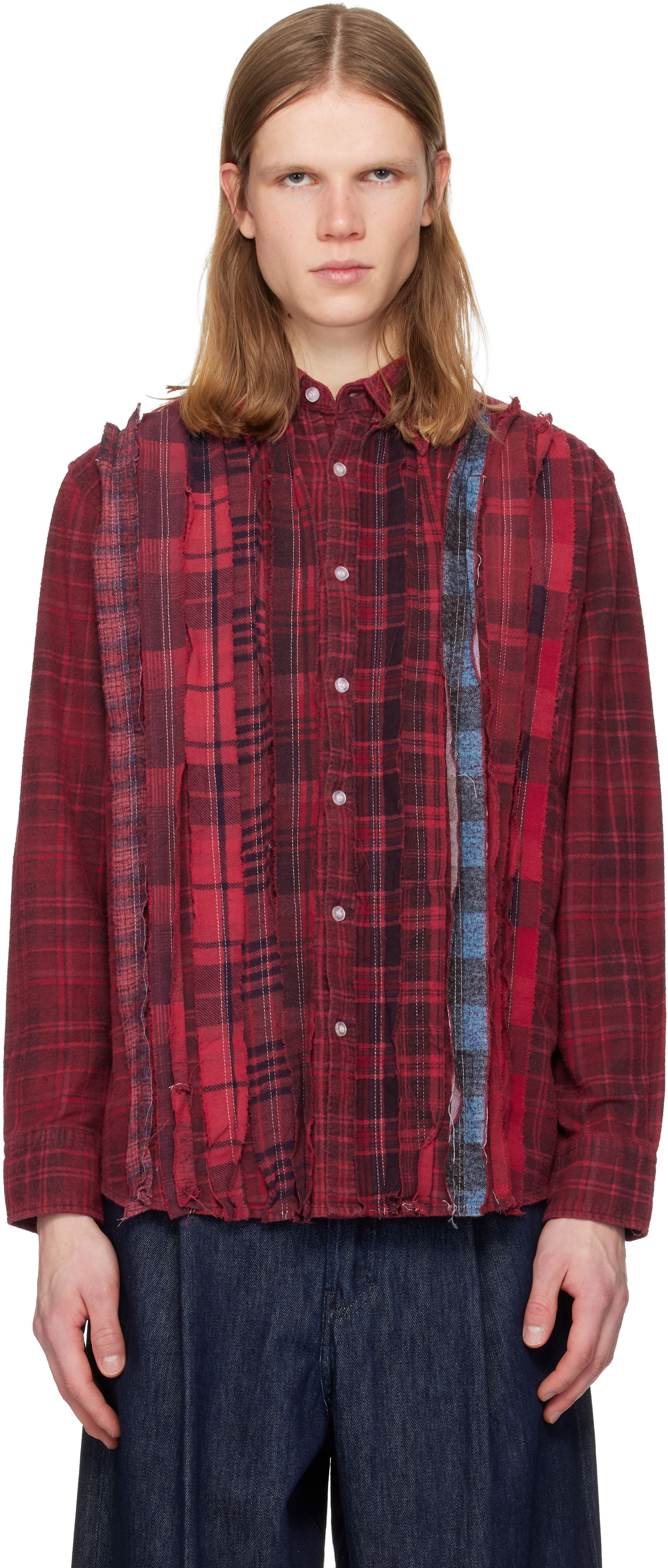 Košeľa Needles Distressed Patchwork Flannel Shirt Rôznofarebný | QV402, 0