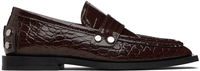 Patent Croc-Embossed Studded Loafers