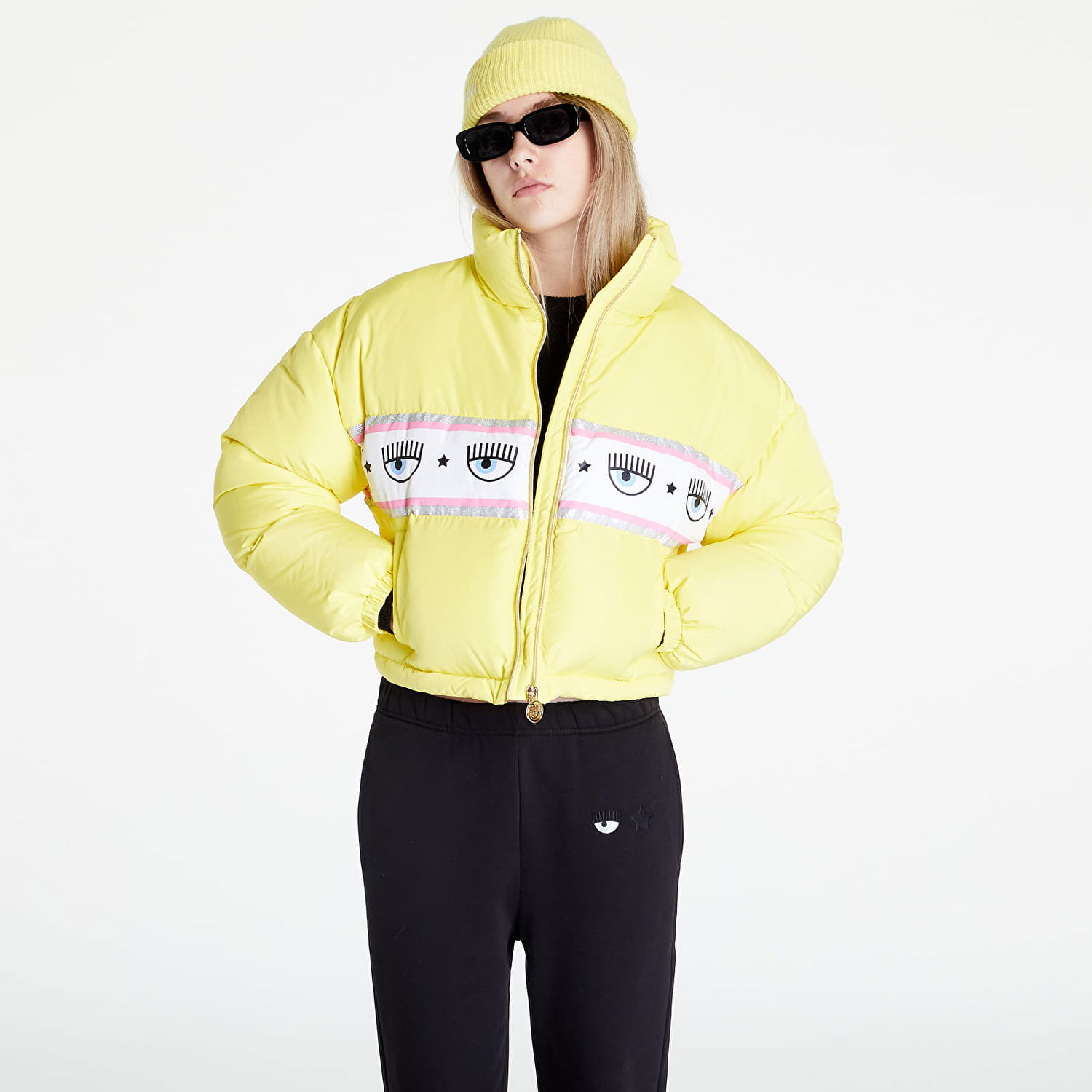 Prešívaná bunda Chiara Ferragni Logo Print Puffer Jacket Žltá | 73CBUD03CQS17604, 0