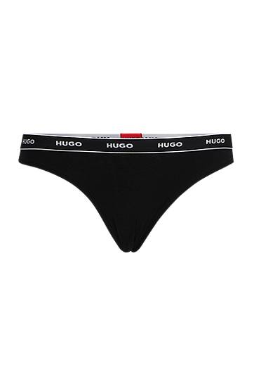 Nohavičky BOSS HUGO Stretch-Cotton String Briefs with Logo Waistband Čierna | 50510622, 0