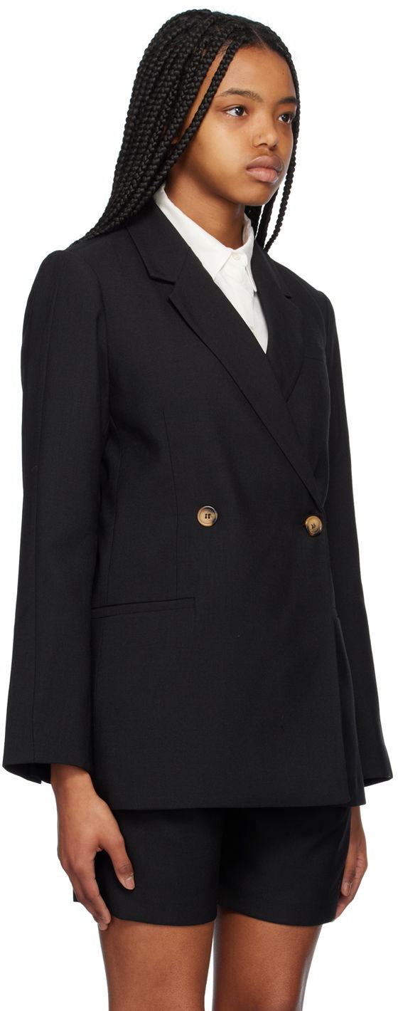 Bunda Anine Bing Double-Breasted Wool-Blend Blazer Čierna | A-01-2018-000, 1