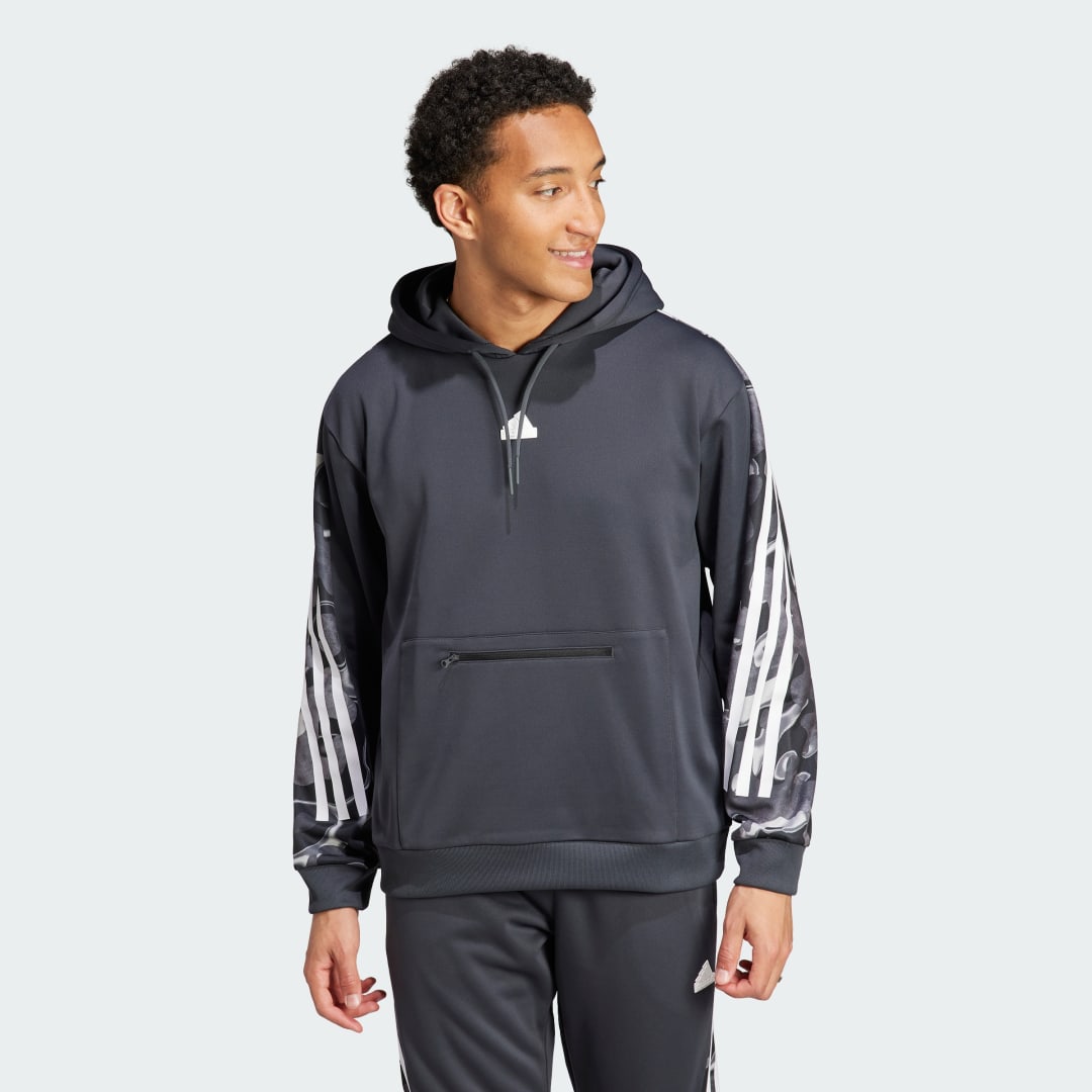Mikina adidas Performance Future Icons Allover Print Hoodie Šedá | IB6126, 1