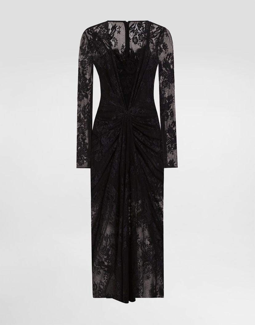 Šaty Dolce & Gabbana Dolce & Gabbana Floral Lace Midi Dress Čierna | F6TOITFLUCPN0000