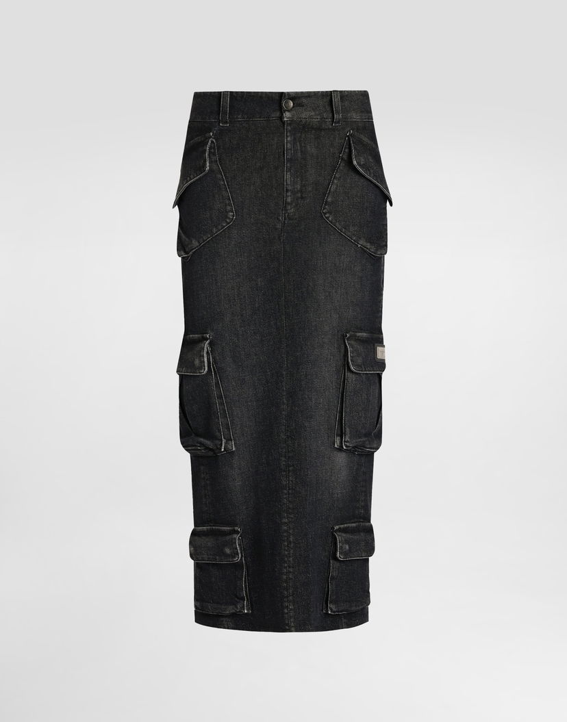 Sukňa Dolce & Gabbana Dolce & Gabbana Denim Cargo Midi Skirt Čierna | F4DCSDG8OS4S9001