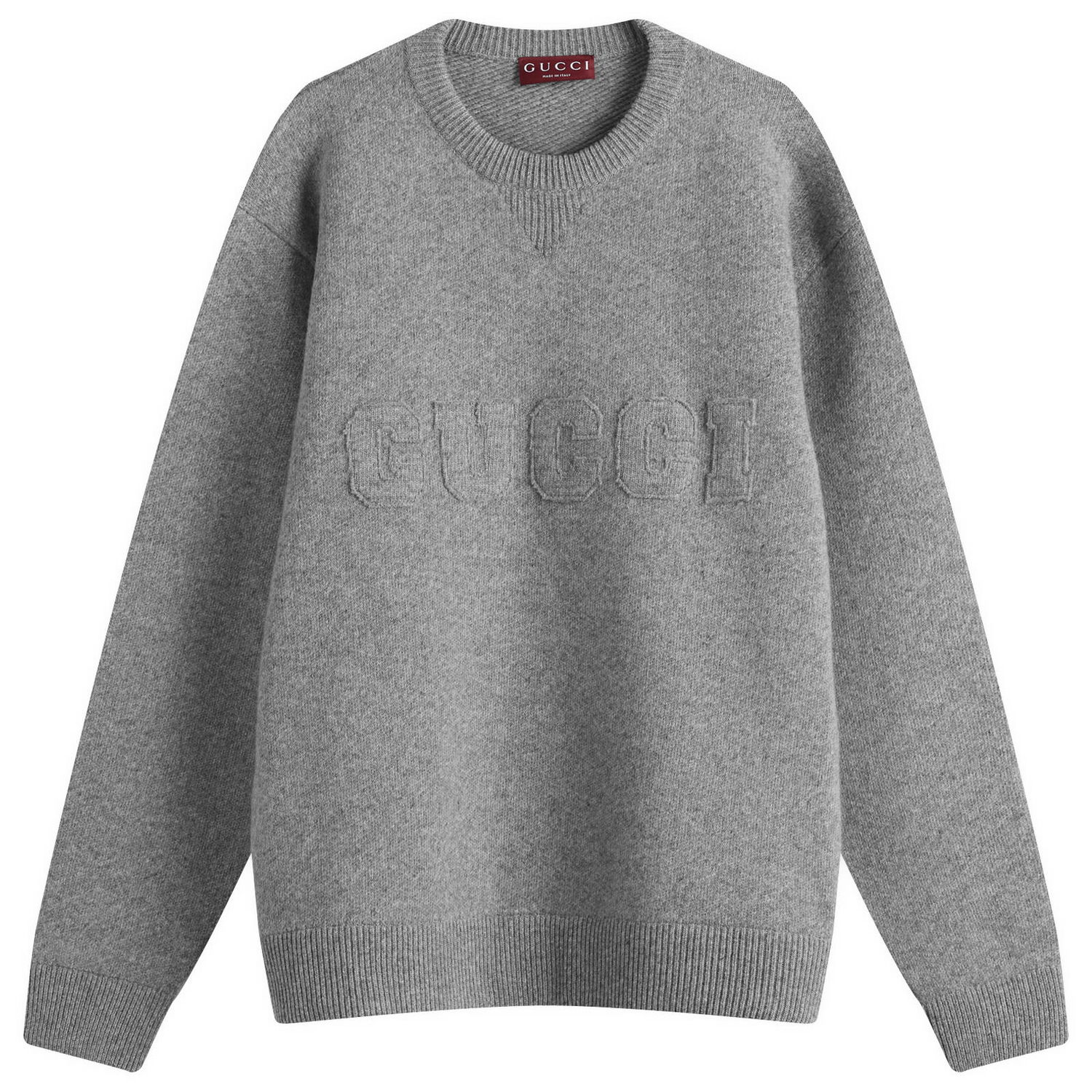 Sveter Gucci Gucci Embossed Wool Crew Neck Knit Šedá | 811405-XKEKO-1200, 1