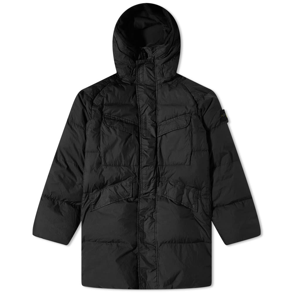 Prešívaná bunda Stone Island Crinkle Reps Long Down Coat Čierna | 771570123-V0029, 0