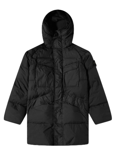Prešívaná bunda Stone Island Crinkle Reps Long Down Coat Čierna | 771570123-V0029